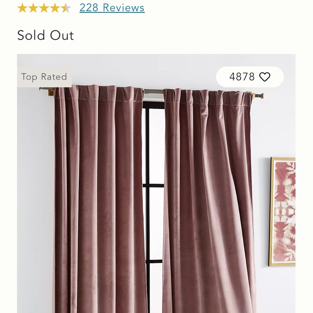 Anthropologie Velvet Louise Curtains in Mauve